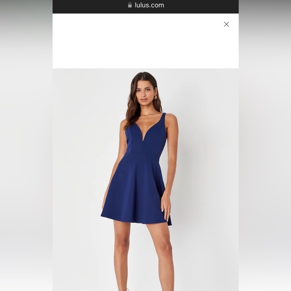 Love Galore Navy Blue Strappy Sleeveless Skater Dress - Picture 1 of 7